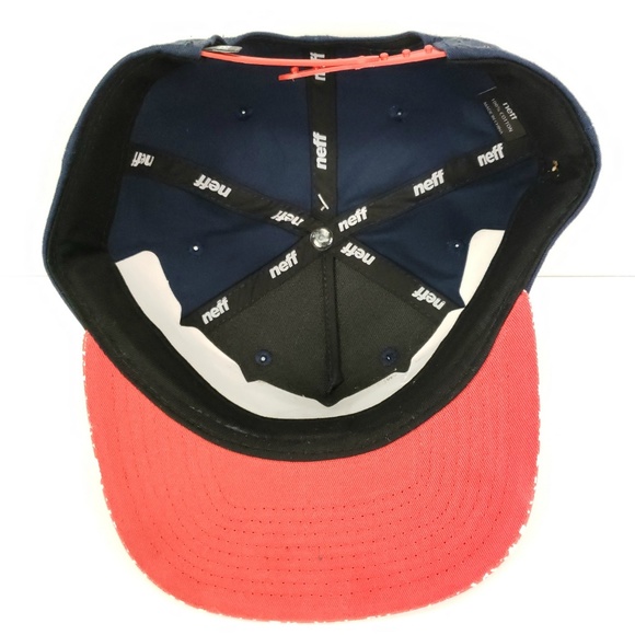 NEFF the Company Snapback Hat Surfer Skateboard Cap N Logo Navy Red Adjustable - Picture 5 of 8